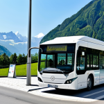 Modern Liechtenstein Bus Stop**

"A modern, clean bus stop in Liechtenstein, featuring an electric bus picking up passengers. The scene includes mountains in the background, people waiting patiently, and clear signage. The bus is painted in a neutral color scheme with subtle branding. Focus on a sunny day, with the scene conveying efficiency and sustainability. safe for work, appropriate content, fully clothed, professional, perfect anatomy, natural proportions, daytime scene."

**