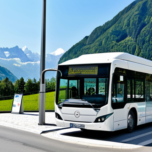 Home 7 Modern Liechtenstein Bus Stop**
"A modern, clean bus stop in Liechtenstein, featuring an electric bus picking up passengers. The scene includes mountains in the background, people waiting patiently, and clear signage. The bus is painted in a neutral color scheme with subtle branding. Focus on a sunny day, with the scene conveying efficiency and sustainability. safe for work, appropriate content, fully clothed, professional, perfect anatomy, natural proportions, daytime scene."
**